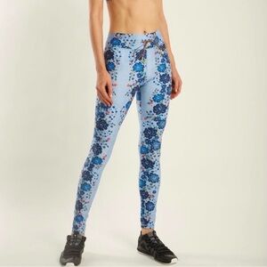 The Upside Leggings Denim Dahlia Performance Leggings Floral Print Sporty Preppy